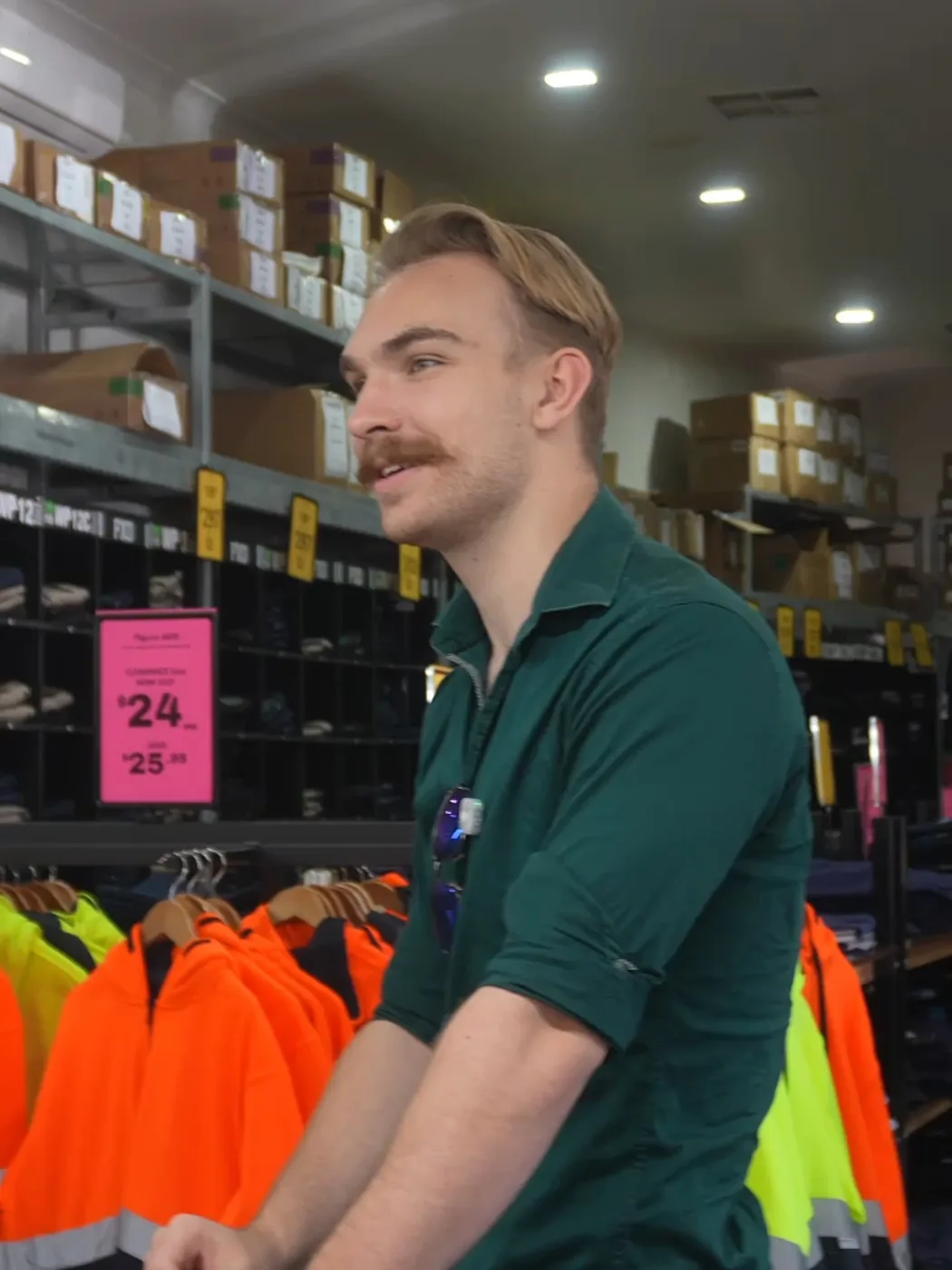 A customer at the counter of a client's business
